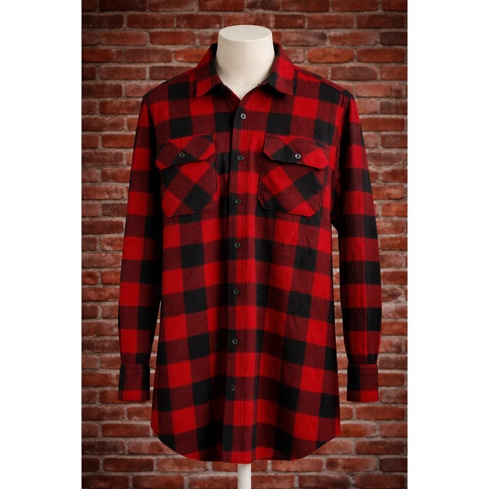 Wrangler Authentics Buffalo Plaid Fleece Shirt Long Sleeve Red Black L